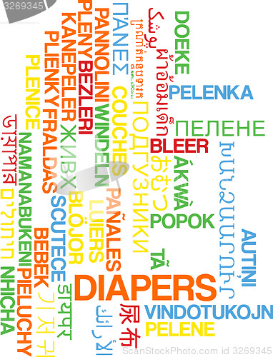 Image of Diapers multilanguage wordcloud background concept