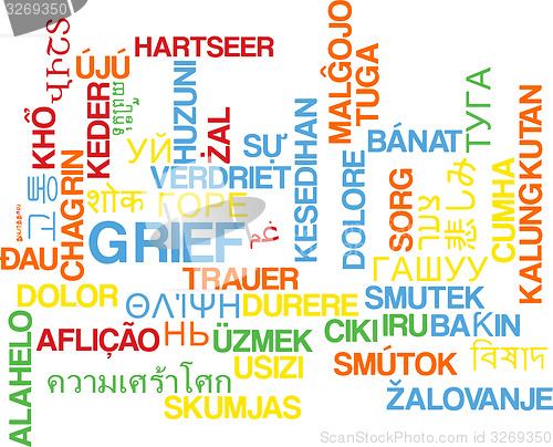 Image of Grief multilanguage wordcloud background concept