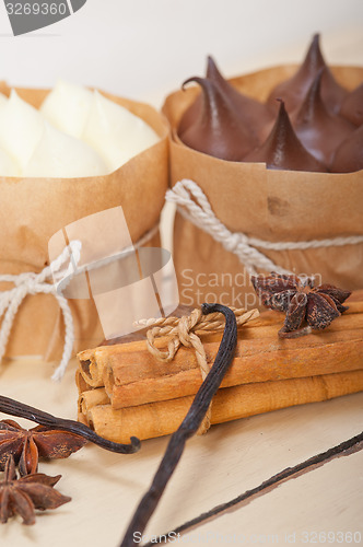 Image of chocolate vanilla and spices cream cake dessert 