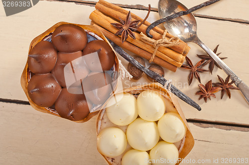 Image of chocolate vanilla and spices cream cake dessert 