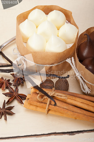 Image of chocolate vanilla and spices cream cake dessert 