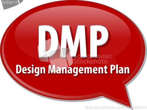 Image of DMP acronym word speech bubble illustration