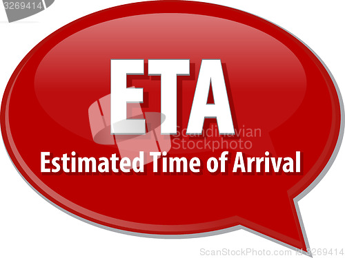 Image of ETA acronym word speech bubble illustration