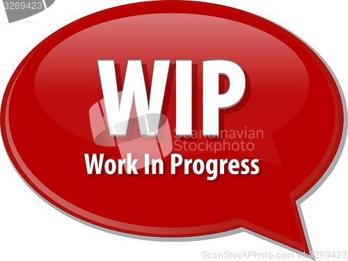 Image of WIP acronym word speech bubble illustration