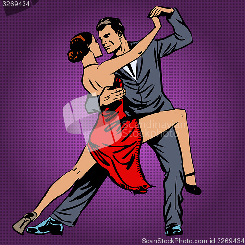 Image of man and woman passionately dancing the tango pop art