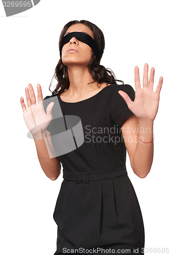 Image of Businesswoman in blindfold