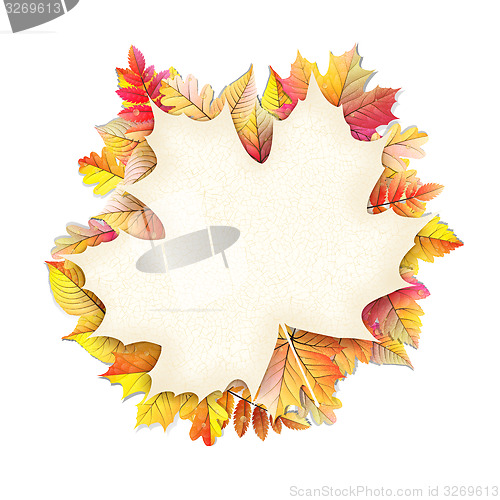 Image of Autumn frame with fall leaf. EPS 10