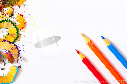 Image of colored pencils and shavings