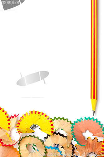 Image of striped pencil and colored shavinsg