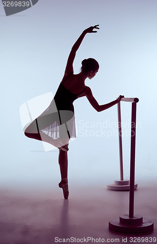 Image of Ballerina stretching on the bar