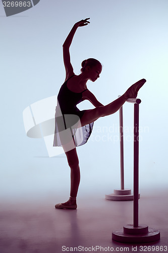 Image of Ballerina stretching on the bar