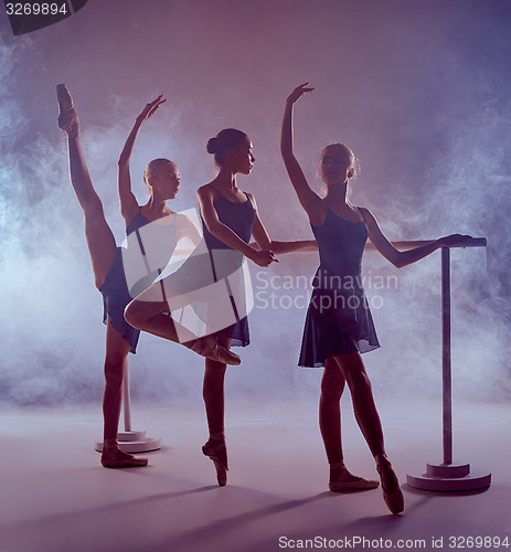 Image of Ballerinas stretching on the bar