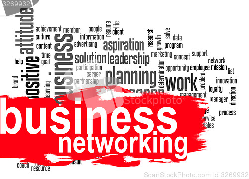 Image of Business networking word cloud with red banner