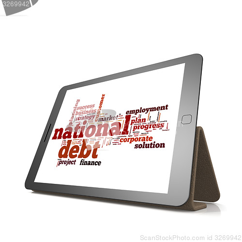 Image of National debt word cloud on tablet