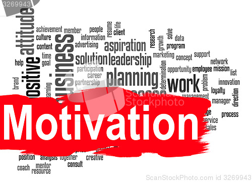 Image of Motivation word cloud with red banner