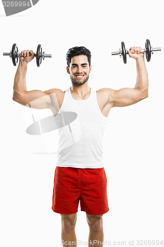 Image of Athletic man lifting weights