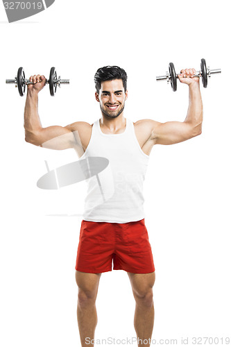 Image of Athletic man lifting weights