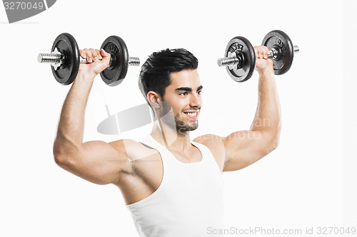 Image of Athletic man lifting weights