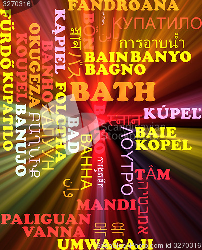 Image of Bath multilanguage wordcloud background concept glowing