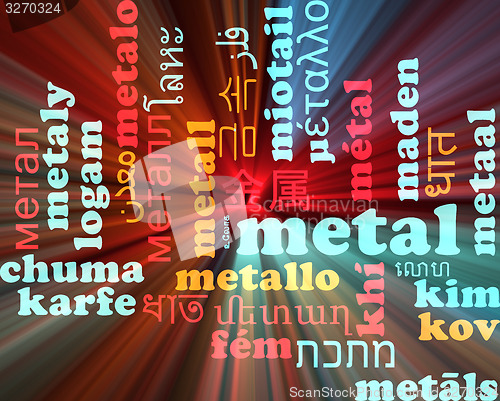 Image of Metal multilanguage wordcloud background concept glowing