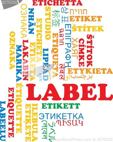 Image of Label multilanguage wordcloud background concept