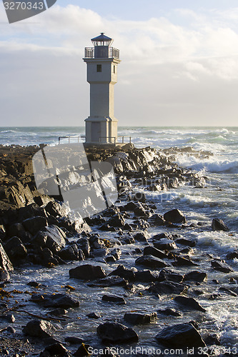 Image of Lighthouse at the port of Akranes, Iceland