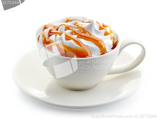 Image of caramel latte coffee with whipped cream