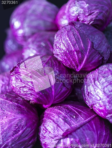 Image of Purple cabbage in market place