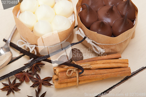 Image of chocolate vanilla and spices cream cake dessert 