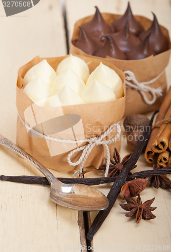 Image of chocolate vanilla and spices cream cake dessert 