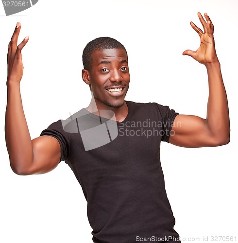 Image of portrait of handsome young black african smiling man