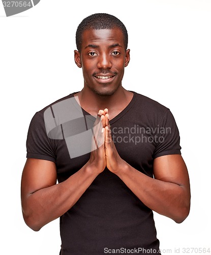 Image of portrait of handsome young black african smiling man