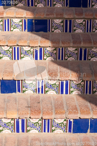 Image of Staircase with patterned ceramic tiles 