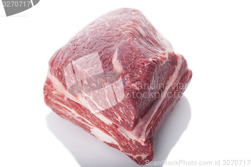 Image of Fresh Slice of Beef Meat on White Background