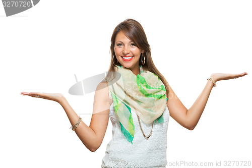 Image of Stylish Young Woman in Trendy Shirt