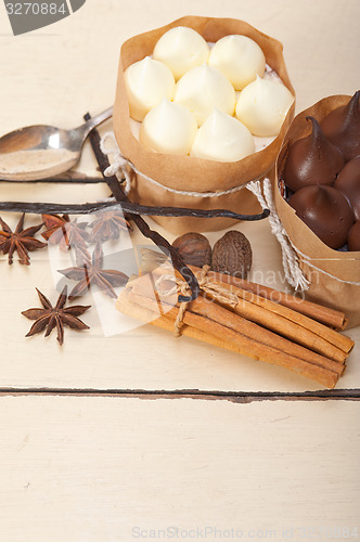 Image of chocolate vanilla and spices cream cake dessert 