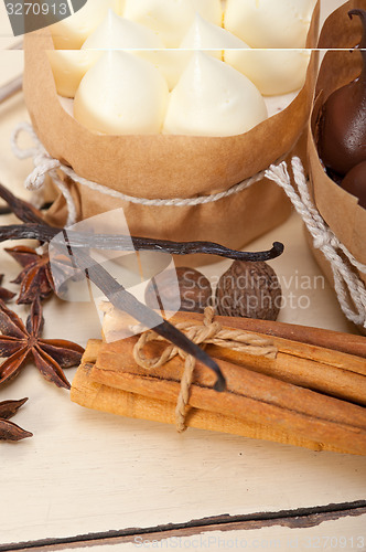 Image of chocolate vanilla and spices cream cake dessert 