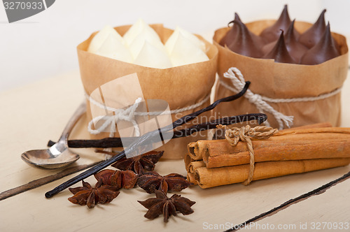 Image of chocolate vanilla and spices cream cake dessert 