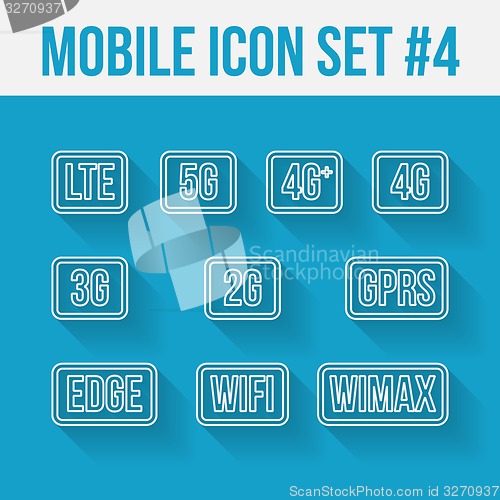 Image of Mobile telecommunications technology symbol. 10 signs.