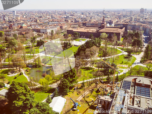 Image of Retro look Milan aerial view