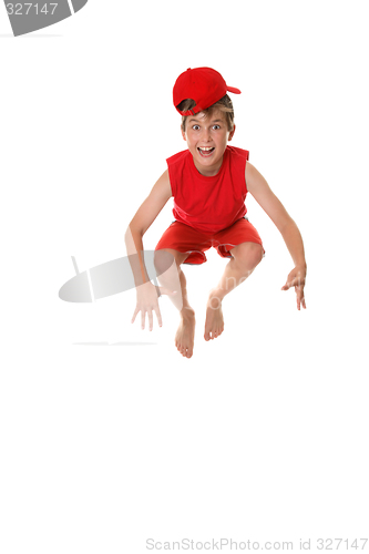 Image of Happy crazy  jumping boy