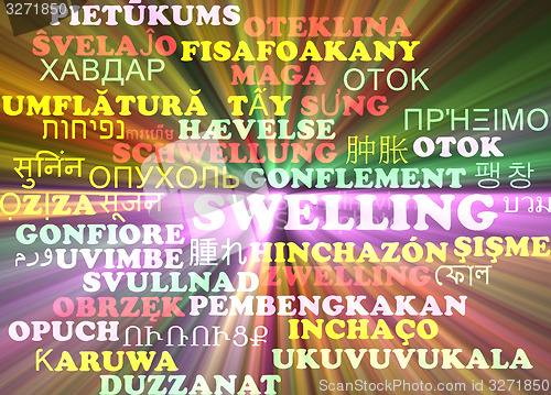 Image of Swelling multilanguage wordcloud background concept glowing