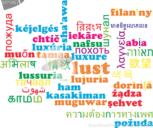 Image of Lust multilanguage wordcloud background concept