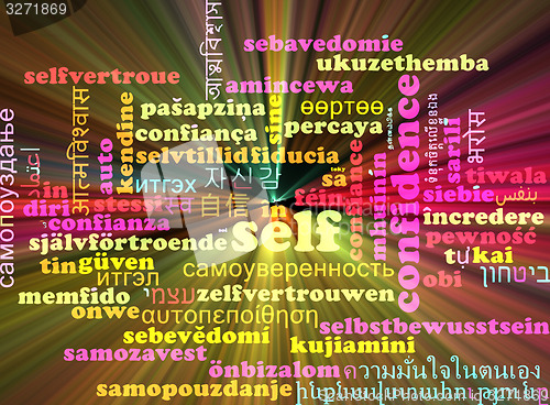 Image of Self-confidence multilanguage wordcloud background concept glowi