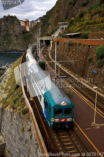 Image of train in manarola