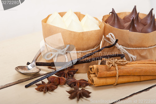Image of chocolate vanilla and spices cream cake dessert 