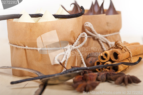 Image of chocolate vanilla and spices cream cake dessert 