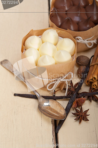 Image of chocolate vanilla and spices cream cake dessert 