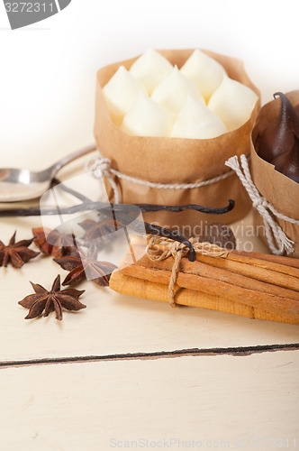 Image of chocolate vanilla and spices cream cake dessert 
