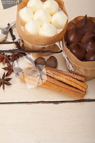 Image of chocolate vanilla and spices cream cake dessert 